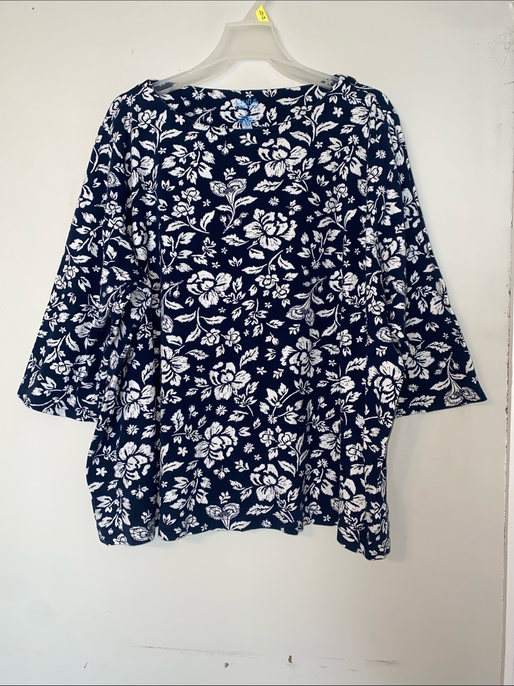 croft & barrow Navy Floral Bell-Sleeve Tunic